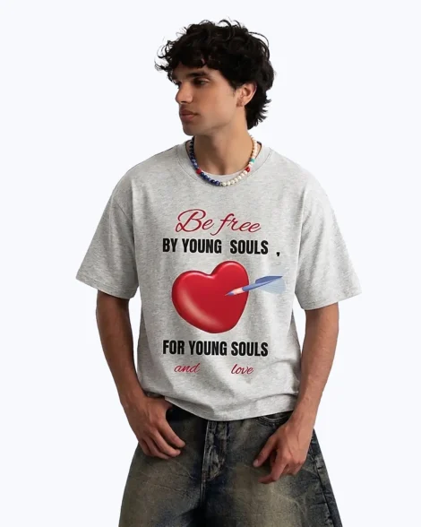 camiseta de algodón gris jaspe