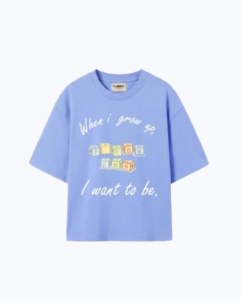 camiseta de algodón azul